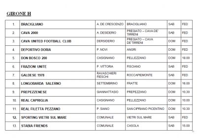 Girone H - seconda categoria Salerno